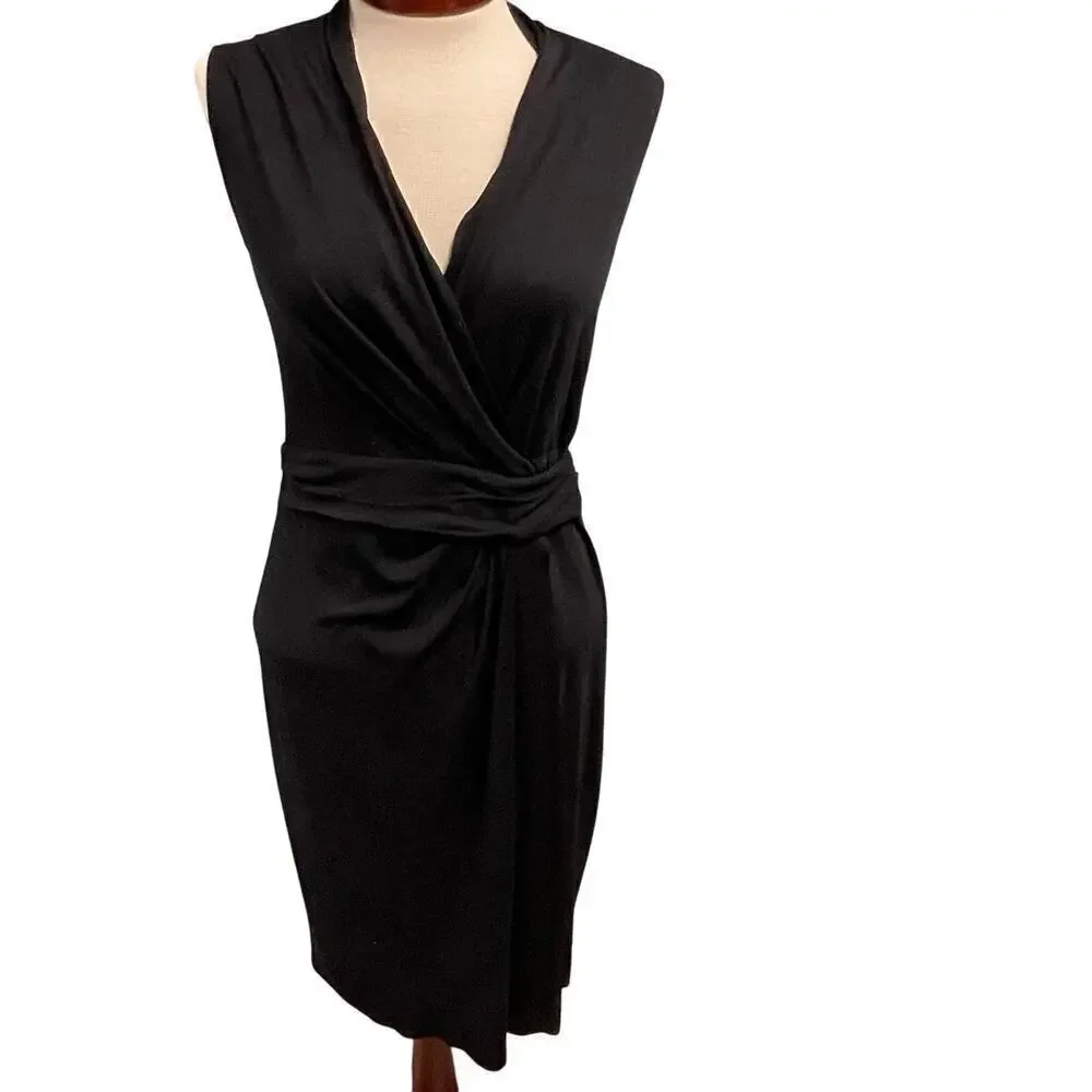 All Saints Black Wrap Dress Size 6 LBD - Picture 1 of 5